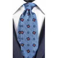 Picture Elegant tie for men with orange and blue flowers