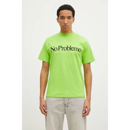 Zdjęcie No Problemo t-shirt bawełniany Fluoro SS Tee męski kolor zielony z nadrukiem NP60003.02