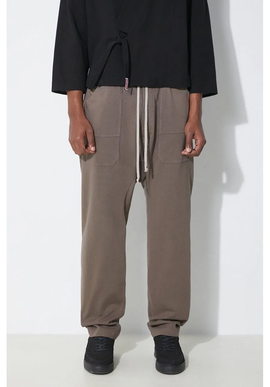 obrazek 1 Rick Owens spodnie dresowe bawełniane kolor brązowy DU01D1370.RIG.34