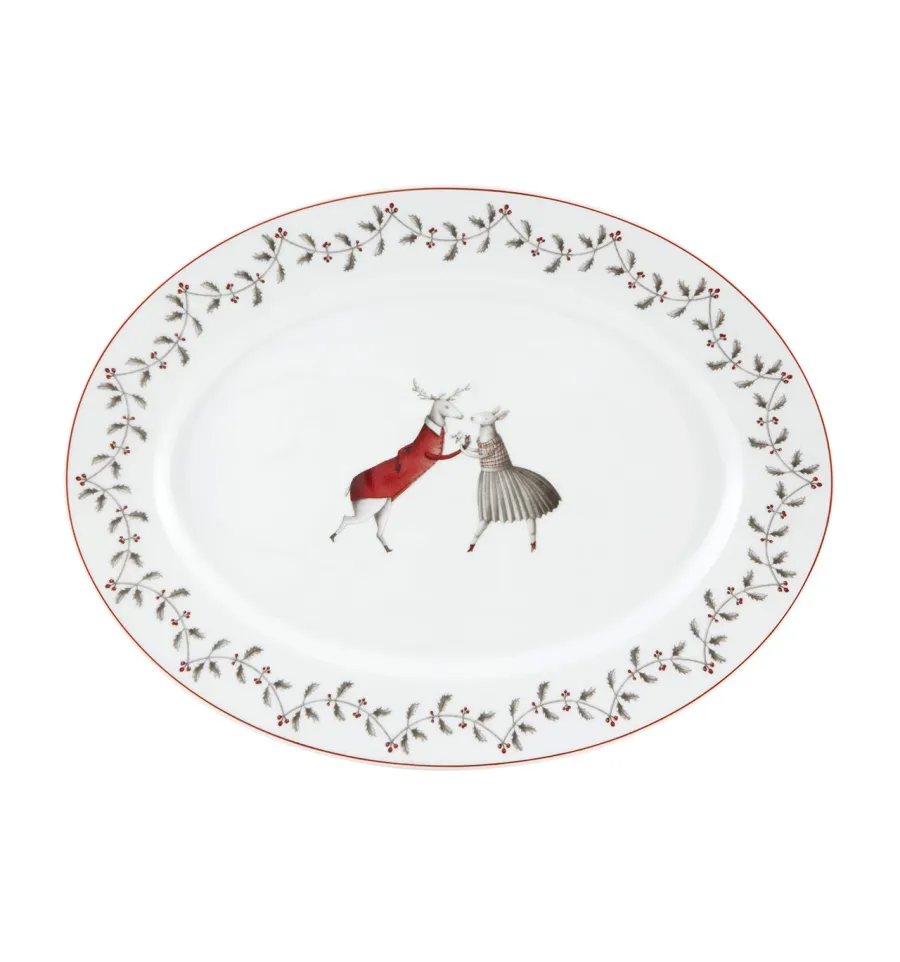 obrazek 1 Porcelanowy średni owalny talerz z unikatowej świątecznej kolekcji Nöel - Vista Alegre