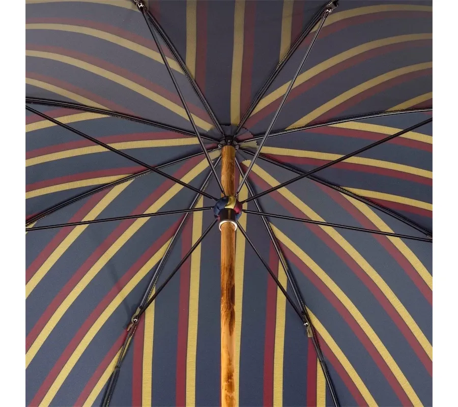 obrazek 4 Prestiżowy parasol męski w wielokolorowe pionowe paski z drewnianą rączką – Pasotti