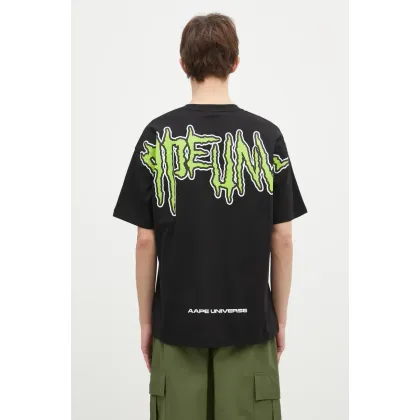 Zdjęcie AAPE t-shirt bawełniany Theme Main męski kolor czarny z nadrukiem AAPTEM1555XXN