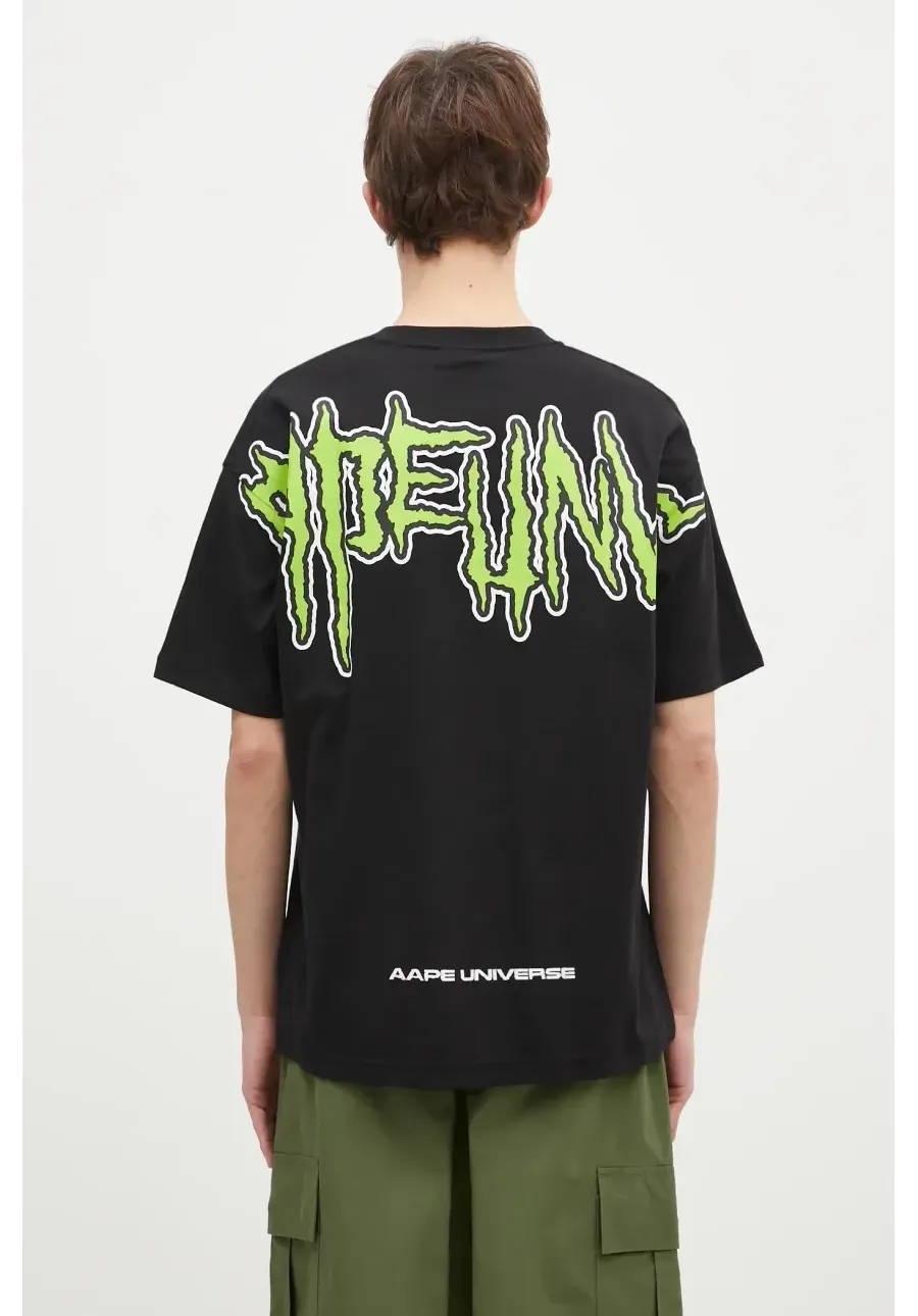 obrazek 1 AAPE t-shirt bawełniany Theme Main męski kolor czarny z nadrukiem AAPTEM1555XXN