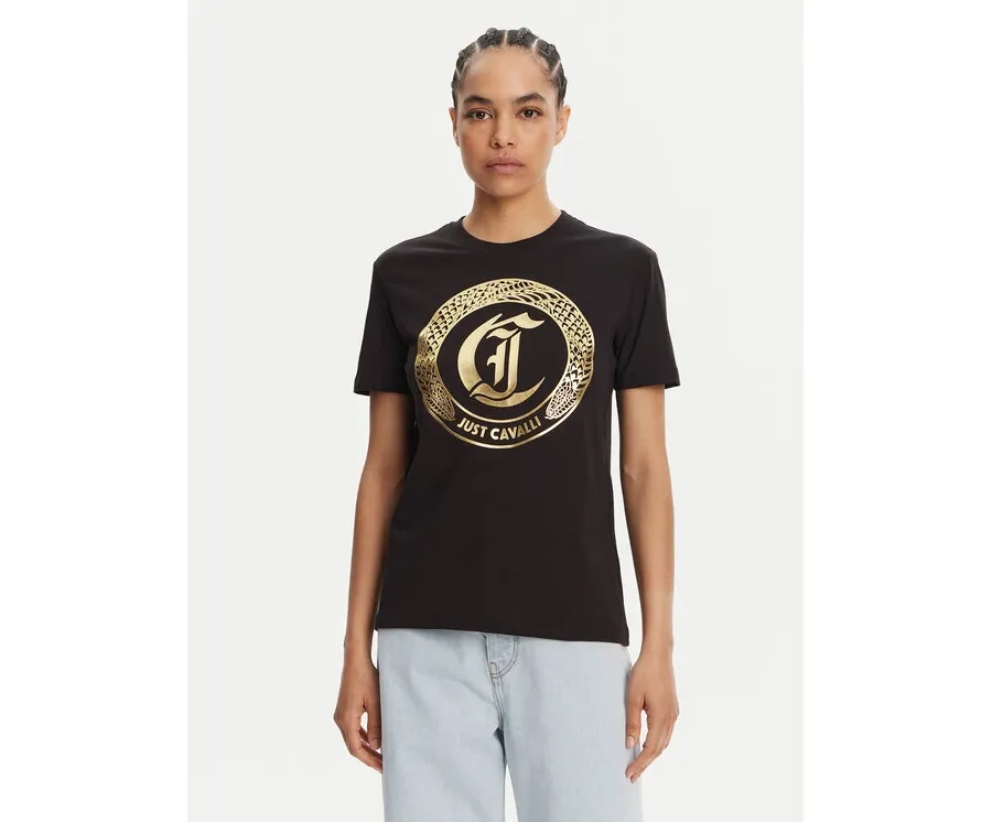 obrazek 1 Just Cavalli T-Shirt 78PAHT01 Czarny Regular Fit