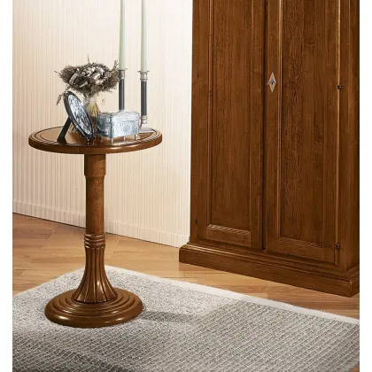 Picture Beautiful, round coffee table with a central leg made of solid wood - Zanini