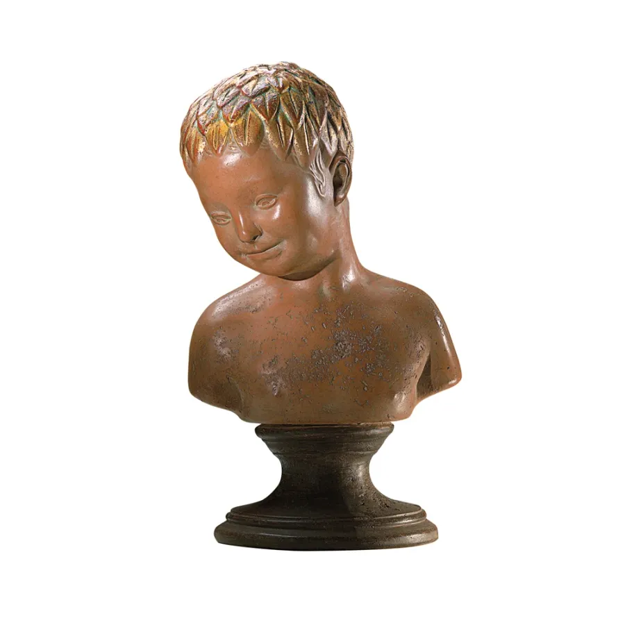 obrazek 1 Popiersie dziewczynki z liśćmi z terakoty na podstawie H.40xL.24xP.24 cm