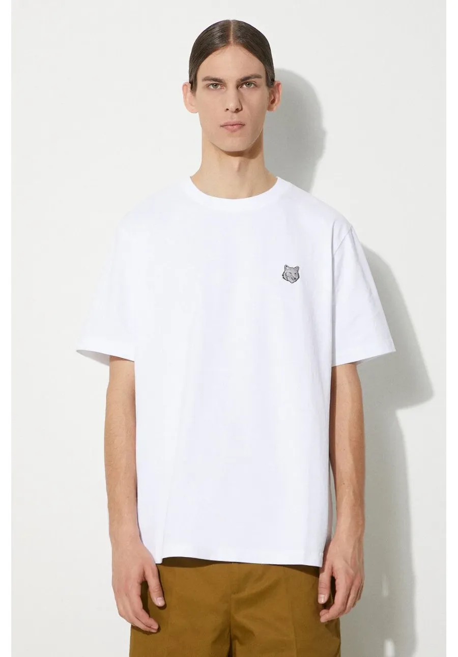 obrazek 1 Maison Kitsuné t-shirt bawełniany Bold Fox Head Patch Comfort Tee Shirt męski kolor biały gładki MM00108KJ0118