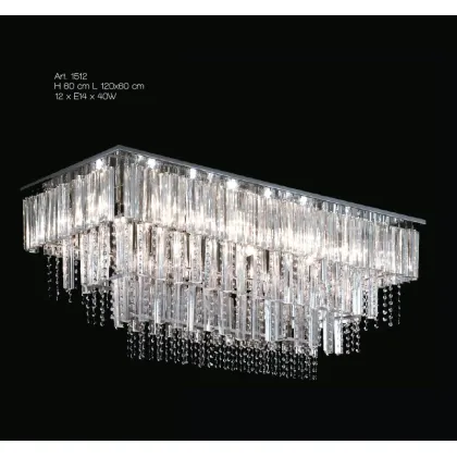 Zdjęcie Lampa sufitowa z przezroczystym trójścianem ze szkła Murano i kryształami Asfour - Il Paralume Marina