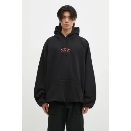 Zdjęcie VETEMENTS bluza Oval Logo Cropped Boxy męska kolor czarny z kapturem z nadrukiem UA66HD600BR