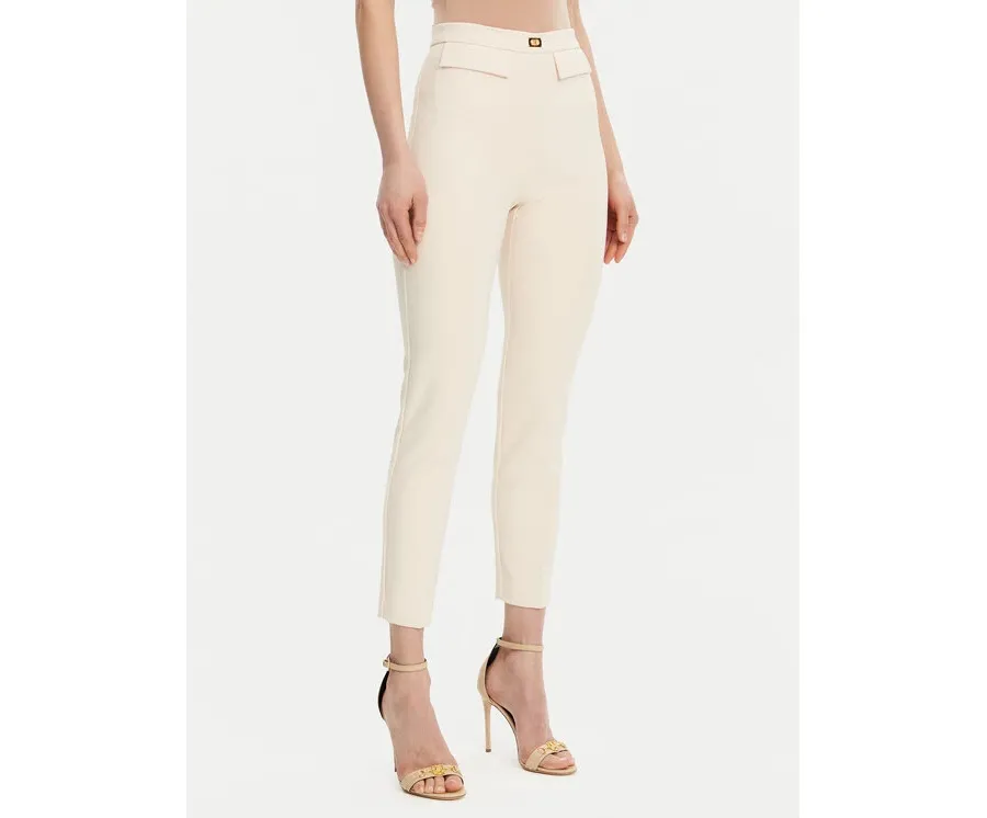 obrazek 1 Elisabetta Franchi Spodnie materiałowe PA-077-51E2-V320 Écru Regular Fit