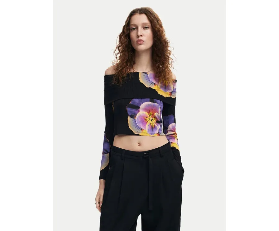 obrazek 1 Desigual Bluzka Pansee Lacroix 24WWTK92 Czarny Slim Fit