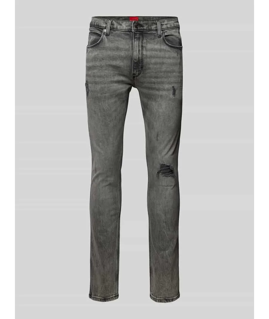obrazek 1 Jeansy o kroju skinny fit z przetarciami model ‘HUGO 734’