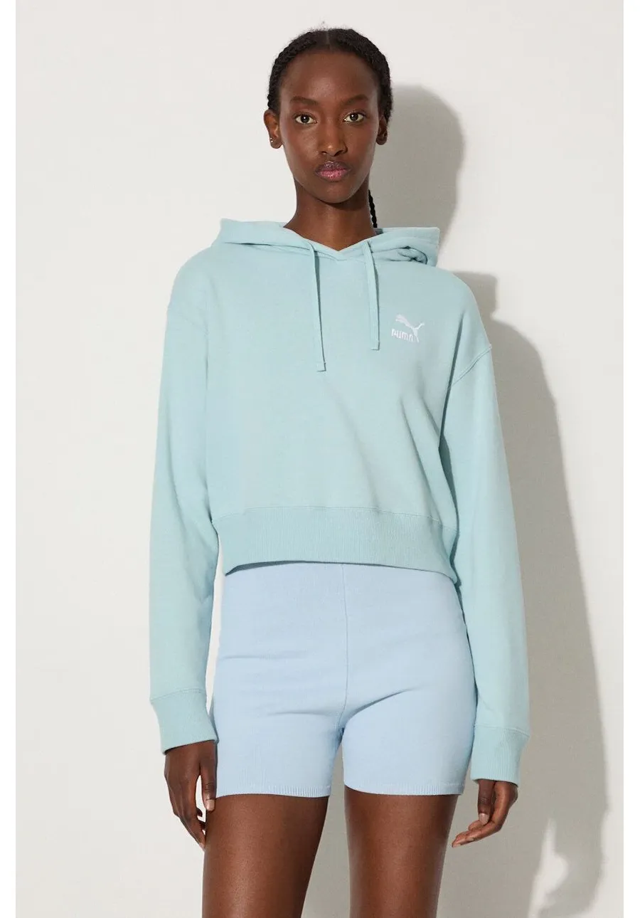 obrazek 1 Puma bluza bawełniana BETTER CLASSIC damska kolor niebieski z kapturem z aplikacją 624229