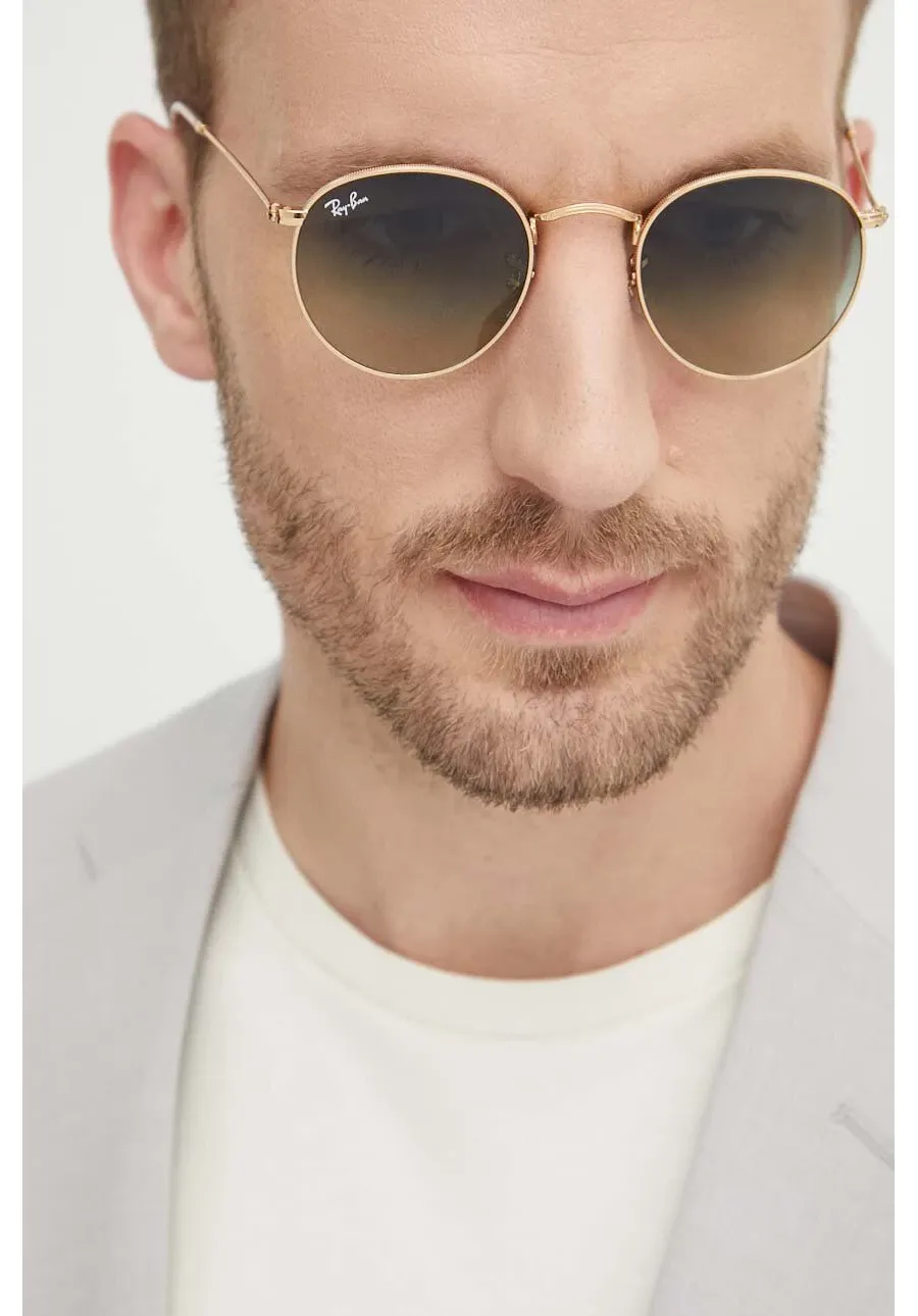obrazek 1 Ray-Ban okulary przeciwsłoneczne ROUND METAL męskie kolor złoty 0RB3447