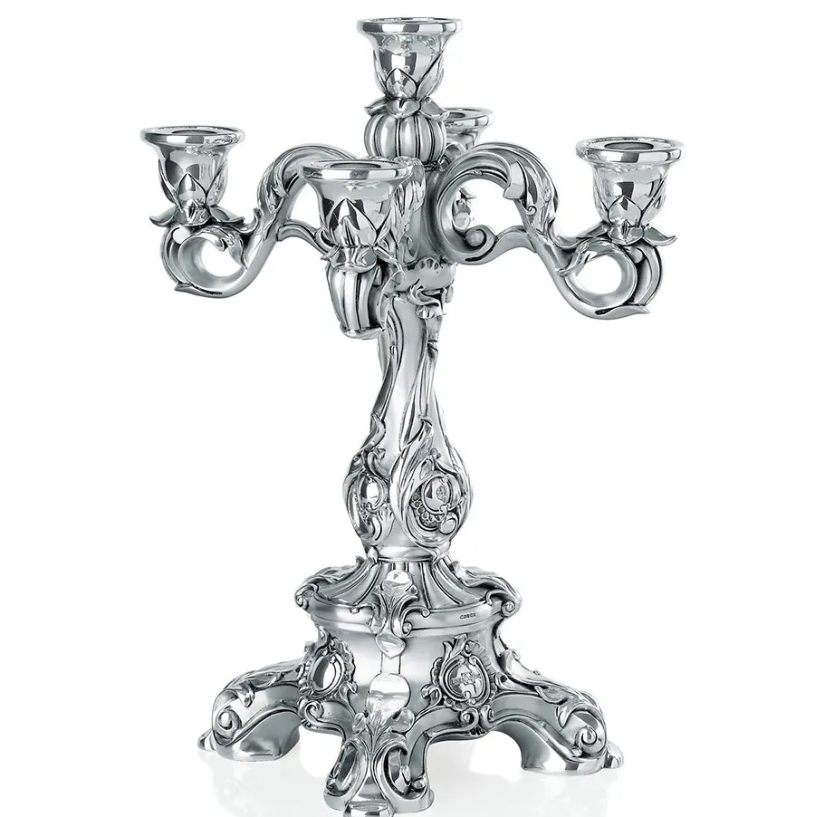 picture 1 Silver-plated five-arm baroque candlestick