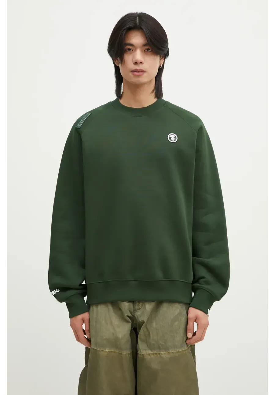 obrazek 1 AAPE bluza Moon Face Logo męska kolor zielony z nadrukiem AAPSWMB319XXN