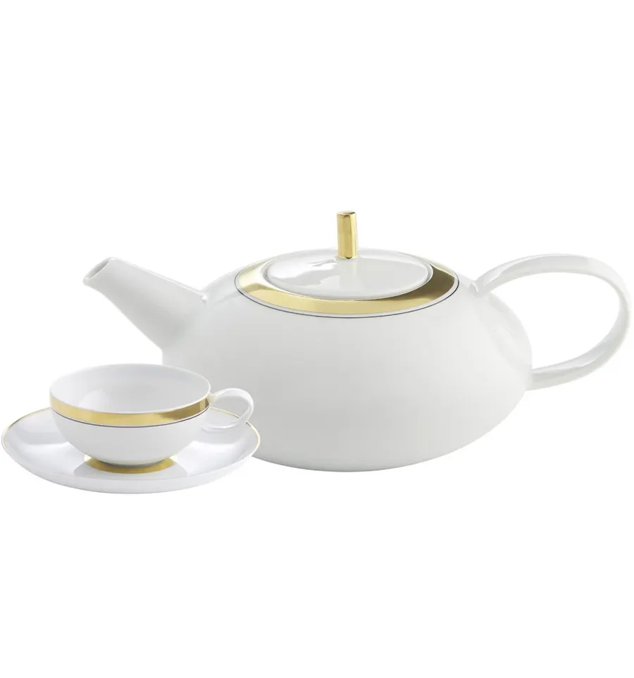obrazek 1 Biały klasyczny zestaw do herbaty z porcelany z kolekcji Domo Gold - Vista Alegre