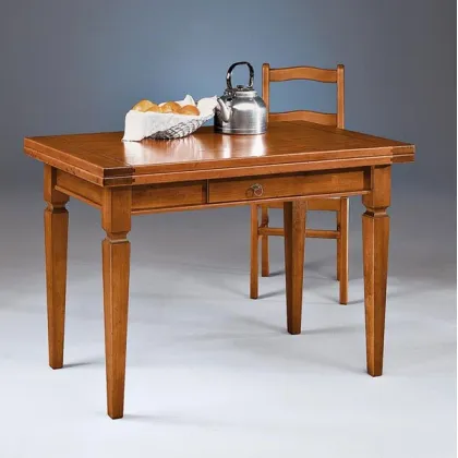 Zdjęcie Solidny, drewniany, prostokątny stolik włoski, rozkładany z szufladą - Zanini