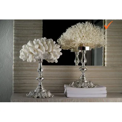 Picture A chic living room decoration made of silver-plated brass and coral