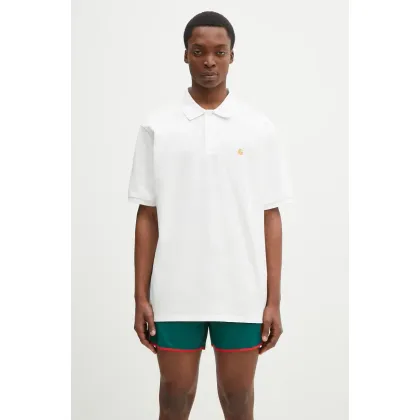 Zdjęcie Carhartt WIP polo bawełniane S/S Chase Pique Polo męski kolor biały gładki I023807.00RXX