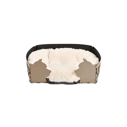 Zdjęcie Stylowe legowisko dla psa 45x30xH15 cm z dwustronną poduszką w kolorze cappuccino