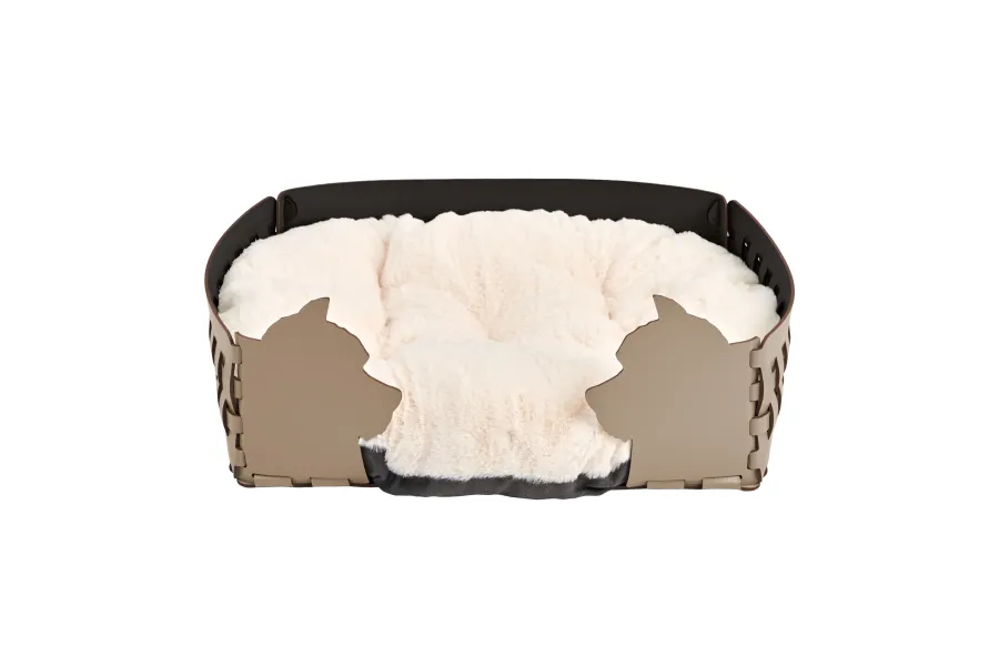 obrazek 1 Stylowe legowisko dla psa 45x30xH15 cm z dwustronną poduszką w kolorze cappuccino