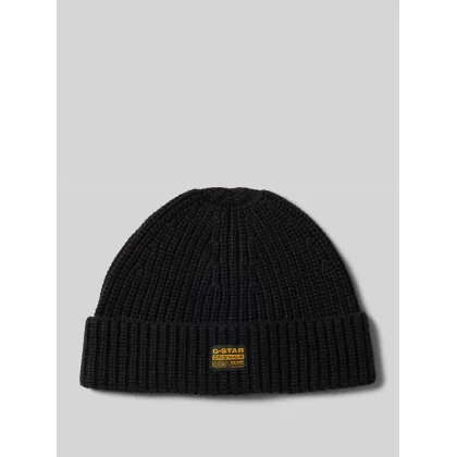 Zdjęcie Czapka beanie z mieszanki wiskozy z naszywką z logo