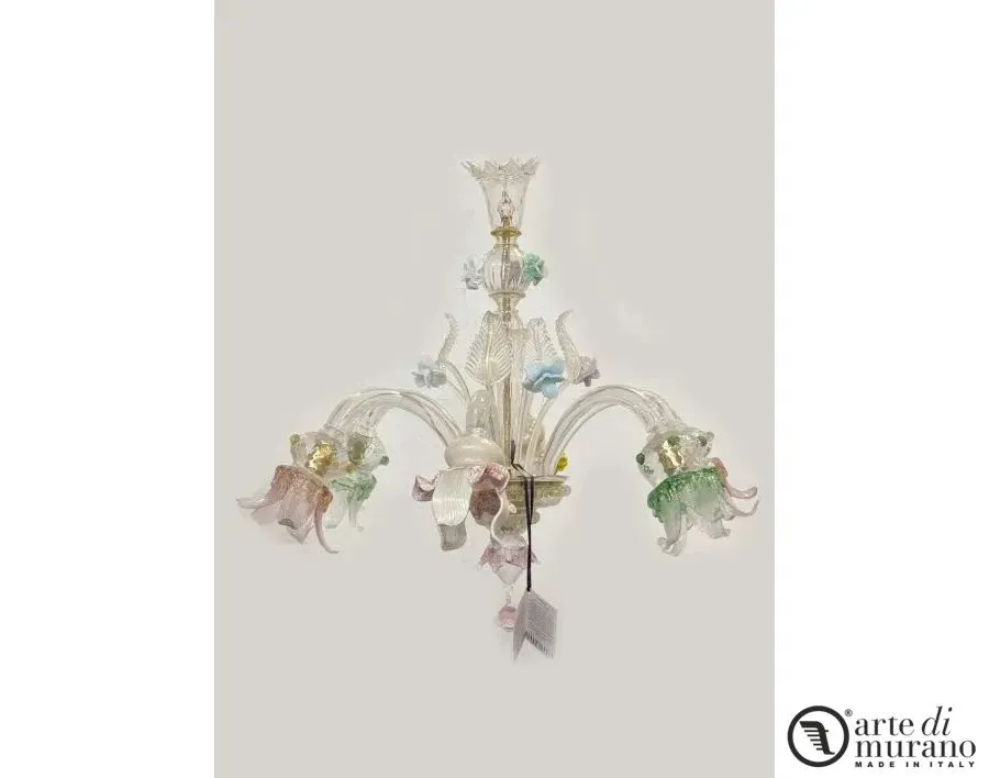 obrazek 1 Atrakcyjny szklany wenecki żyrandol na 6 żarówek Murano