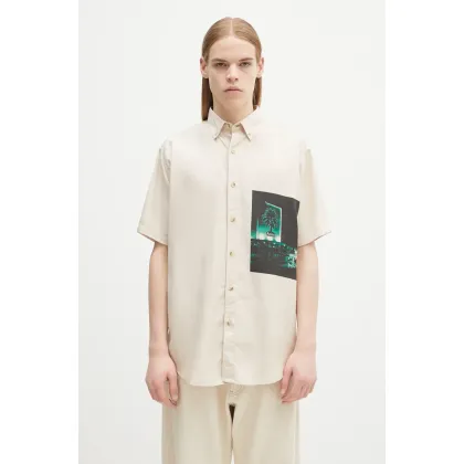 Zdjęcie Aries koszula Motel Graphic Work Shirt kolor beżowy relaxed z kołnierzykiem button-down AR4011503