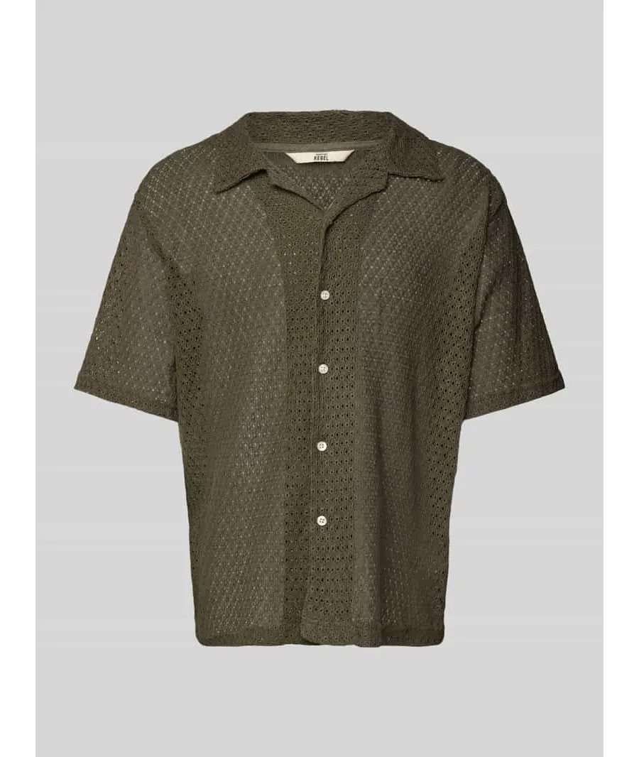 obrazek 1 Koszula casualowa o kroju regular fit z ażurowym wzorem model ‘MADDEN’