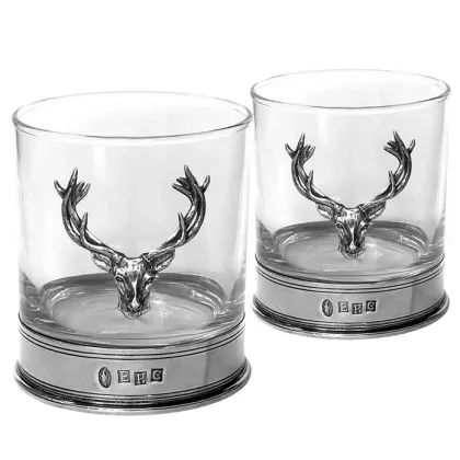 Zdjęcie Komplet dwóch zdobionych szklanek do whisky