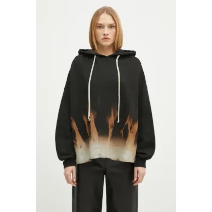 Zdjęcie Rick Owens bluza bawełniana Crater Hoodie damska kolor czarny z kapturem wzorzysta DS02D2221.FSUN