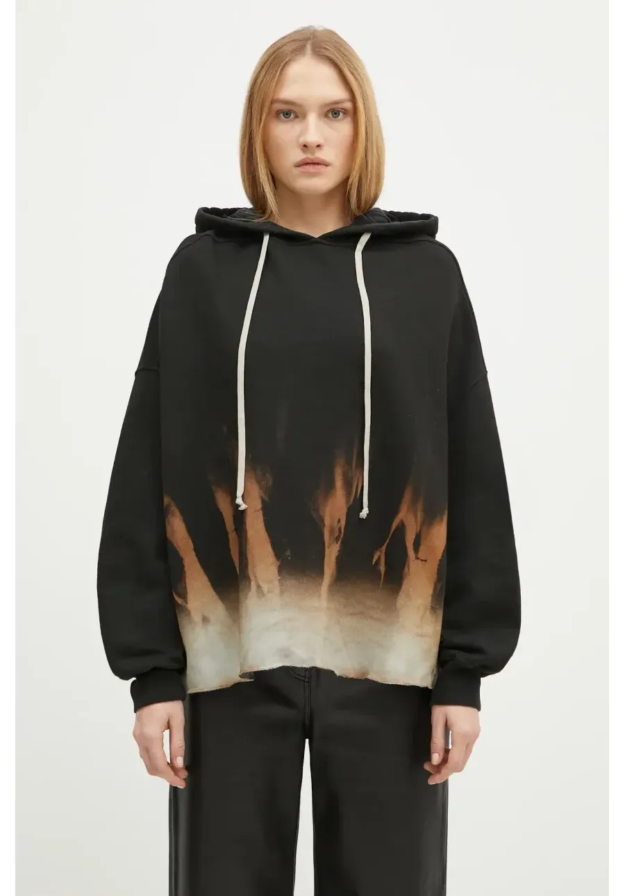 obrazek 1 Rick Owens bluza bawełniana Crater Hoodie damska kolor czarny z kapturem wzorzysta DS02D2221.FSUN