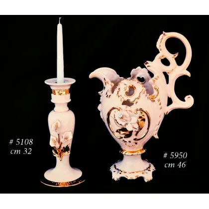 Picture Wonderful craftsmanship in the form of a ceramic candlestick and amphora