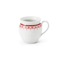 Zdjęcie Stylowy porcelanowy kubek z delikatnym zdobieniem w kolorze czerwonym z kolekcji HyggeLine – Leander