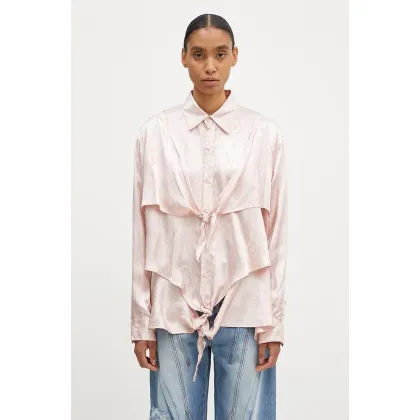 Zdjęcie Martine Rose koszula Knotted Shirt damska kolor różowy relaxed z kołnierzykiem klasycznym 436WS08106