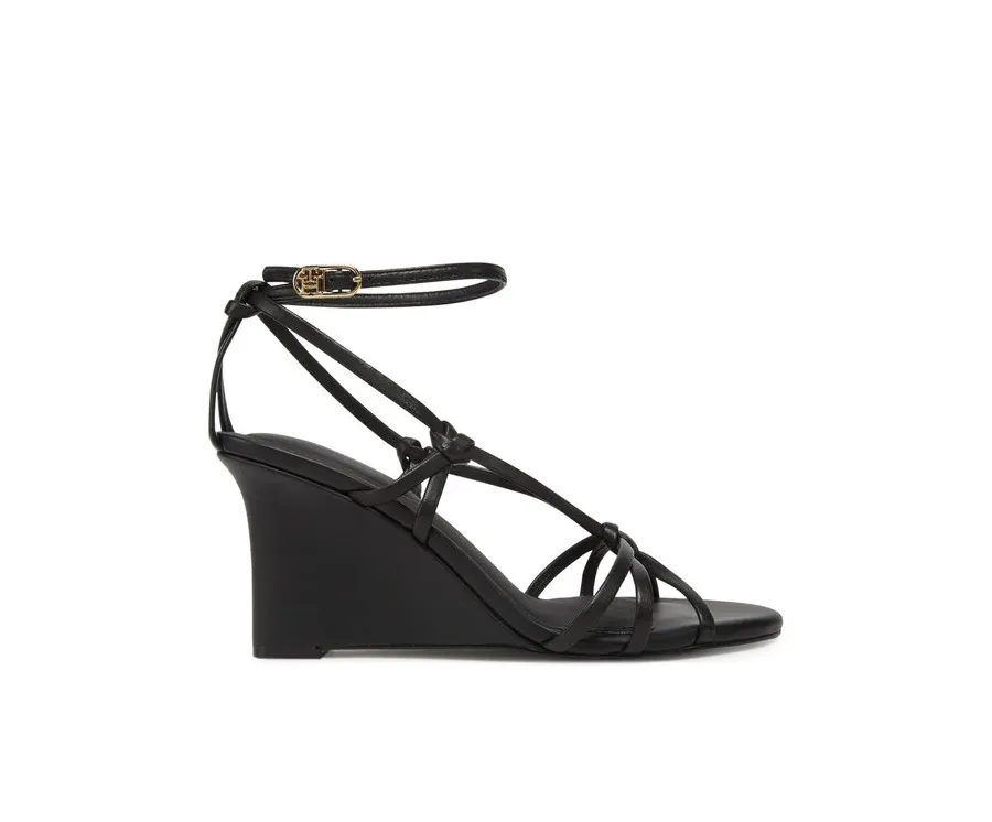 obrazek 1 Tommy Hilfiger Sandały Leather Knots Wedge Sandal FW0FW08417 Czarny