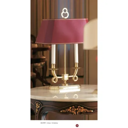 Picture Florentine lamp with two lights and a rectangular burgundy shade - Il Paralume Marina
