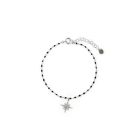 Picture Elegant bracelet, rhodium-plated silver, white zircons, black enamel