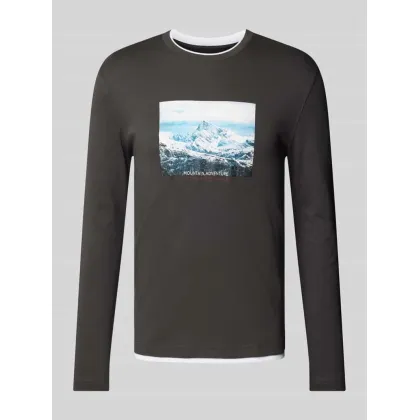 Zdjęcie Bluzka z długim rękawem, nadrukiem z motywem i okrągłym dekoltem