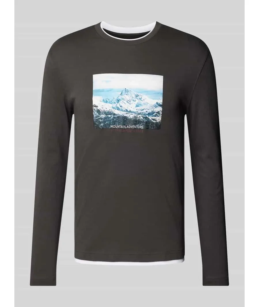 obrazek 1 Bluzka z długim rękawem, nadrukiem z motywem i okrągłym dekoltem