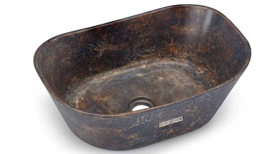 obrazek 2 Elitarna umywalka 50 cm LIBRA BASIC – GRANITE, niebiesko-szary i ochra, lakier półmatowy