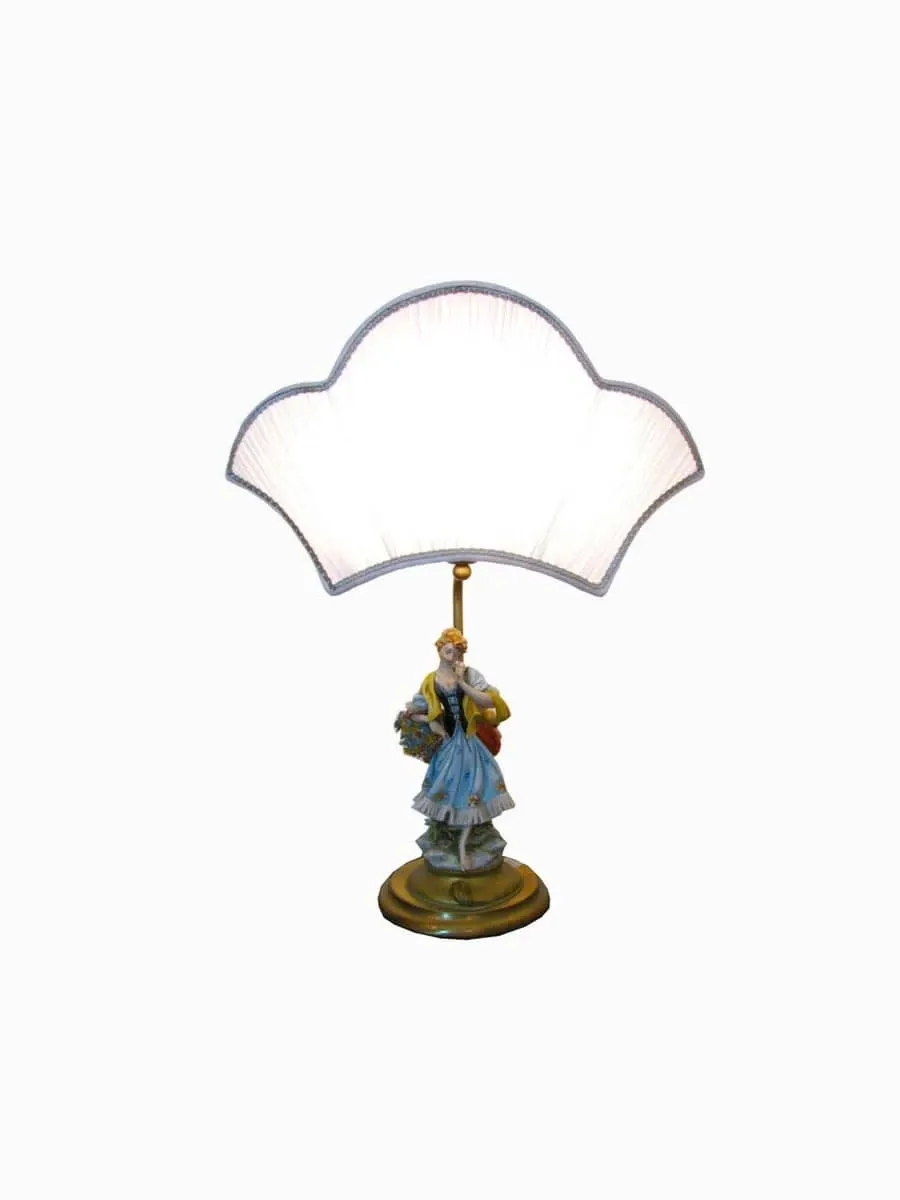 obrazek 5 Para porcelanowych lamp G. Pellati, przedstawiających go i ją, sygnowana na złotej podstawie