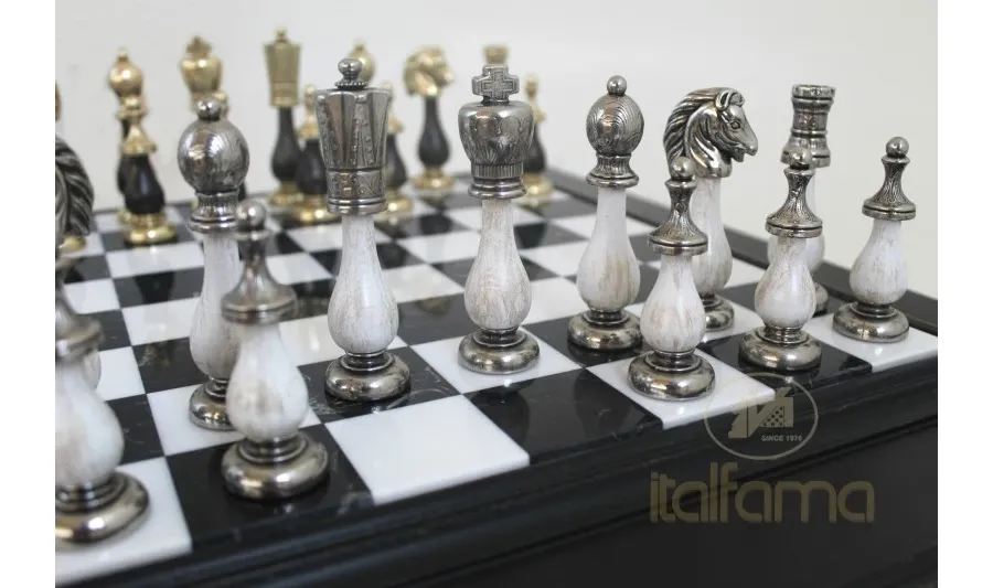 obrazek 3 Ręcznie wykonana szachownica z wysokiej jakości drewna i marmuru