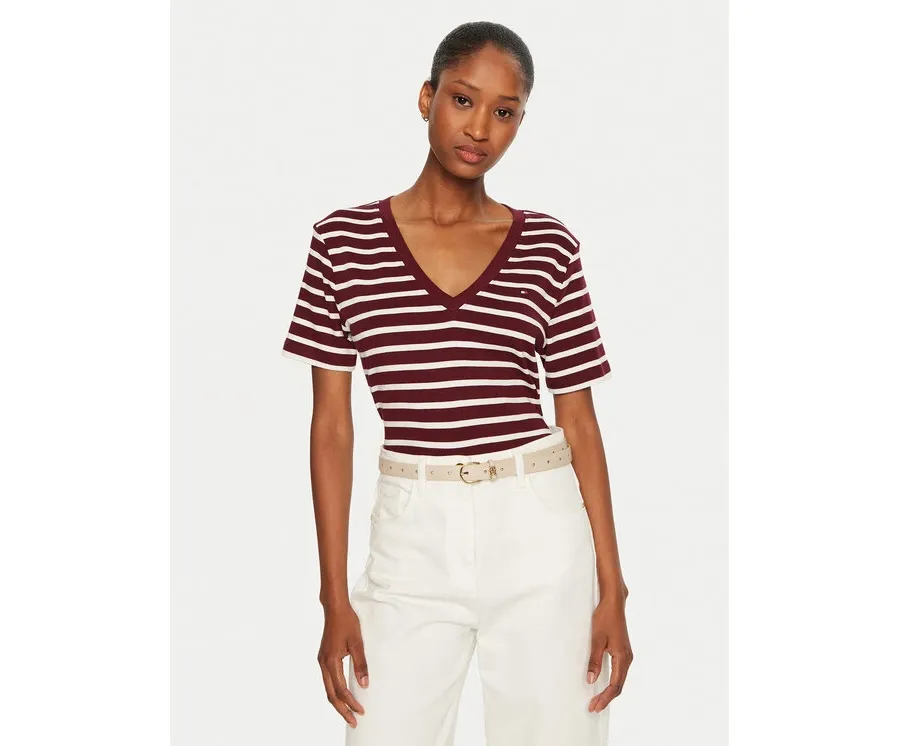 obrazek 1 Tommy Hilfiger T-Shirt WW0WW40584 Bordowy Slim Fit