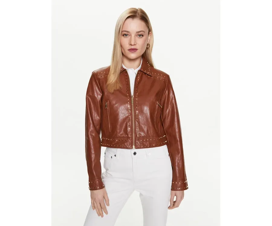 obrazek 1 MICHAEL Michael Kors Kurtka z imitacji skóry Astor MS320B7DTW Brązowy Cropped Fit