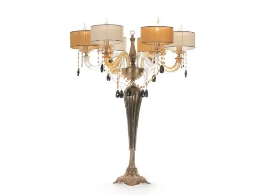obrazek 1 Lampa 6-ramienna z cylindrycznymi kloszami z perforowanymi miseczkami i zawieszkami Swarovskiego - Il Paralume Marina