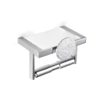 Picture Toilet roll holder in brass with polished and scratched chrome finish - Il Paralume Marina