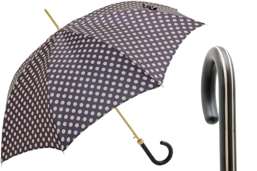 obrazek 1 Stylowy czarny parasol damski w białe kropki – Pasotti
