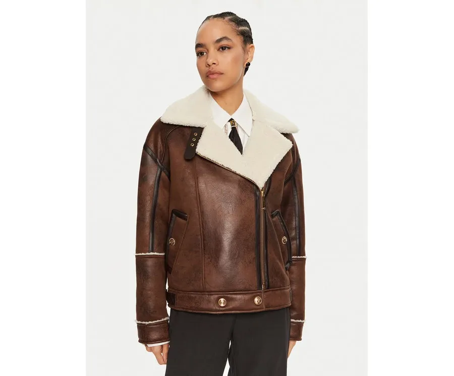 obrazek 1 Elisabetta Franchi Kożuch CP-60A-46E2-V960 Brązowy Regular Fit